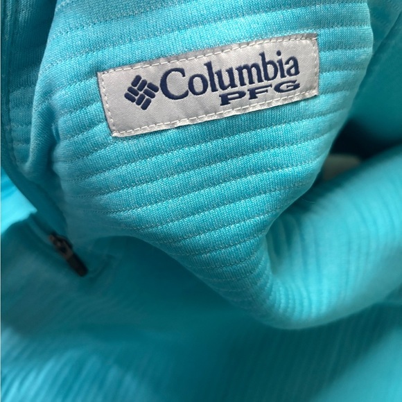 Columbia PFG Sweatshirt Mens Size Small Quarter 1/4 Zip Pullover Blue Ribbed New - Picture 5 of 6